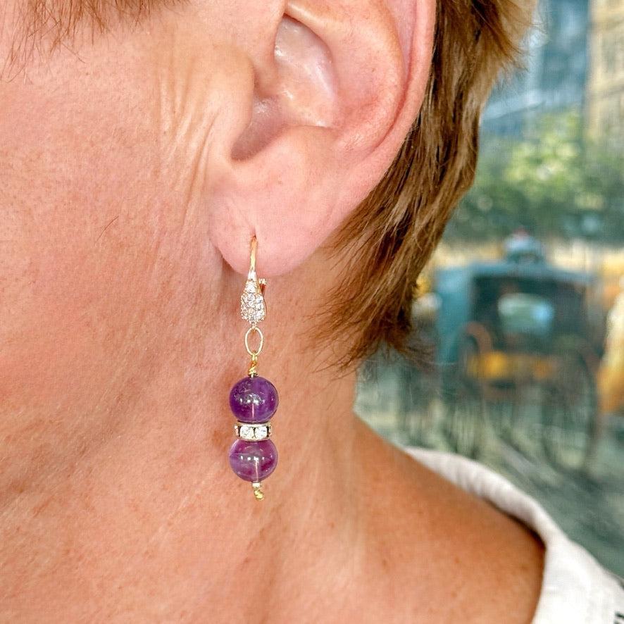 Kalei Amethyst & Gold Earrings – Timeless Elegance-Earrings-Carabella By Cheryl