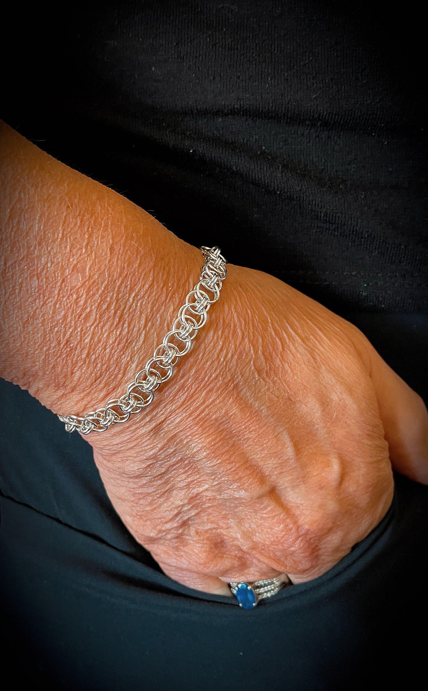 Avalon Luxury Silver Bracelet in Intricate Celtic Helm Chainmaille Design-Bracelet-Carabella By Cheryl