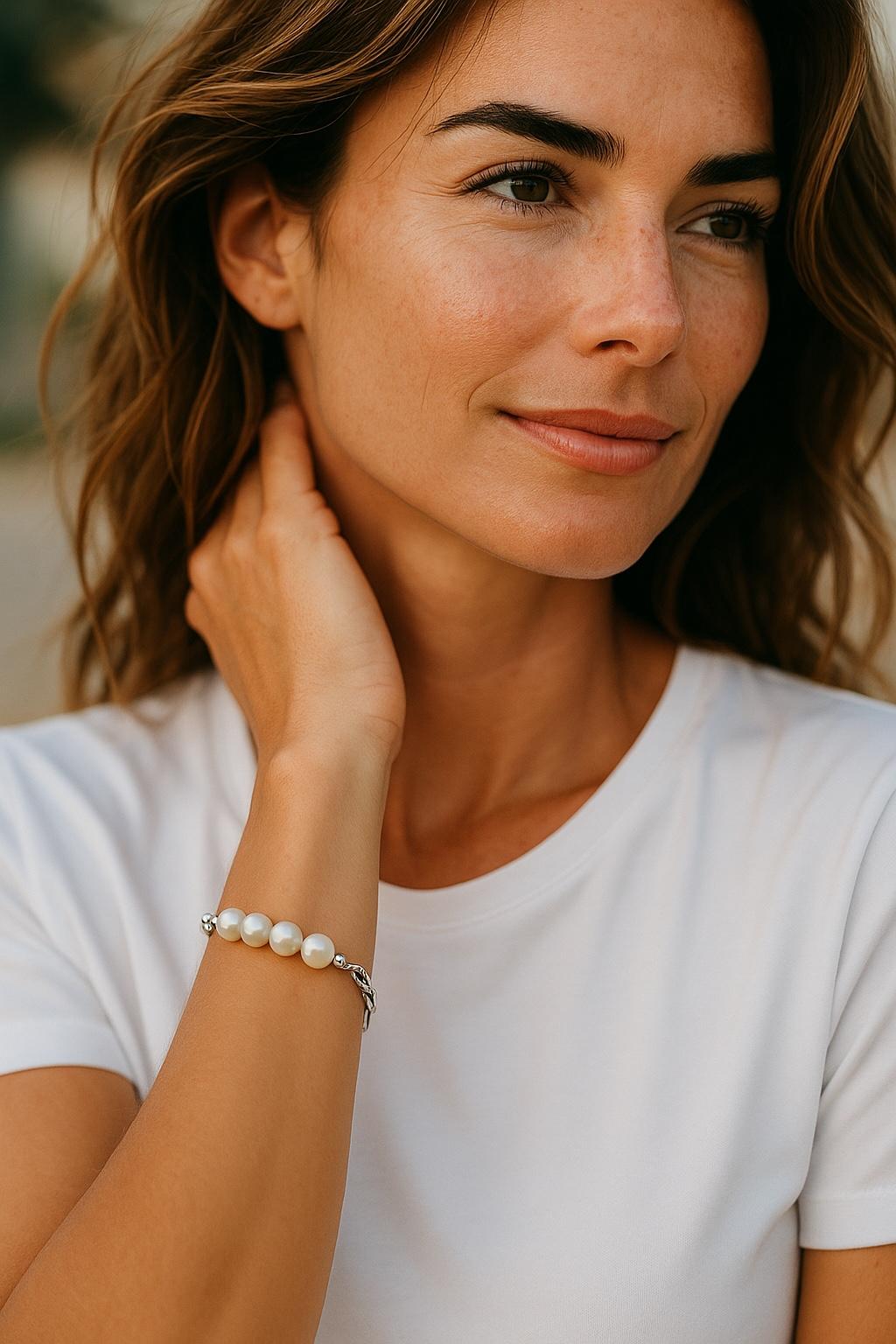 Callie Freshwater Pearl & Sterling Bracelet-Bracelet-Carabella By Cheryl