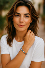 Capri limited design crystal tennis bracelet worn on wrist highlighting elegant colour balance and everyday luxury styling