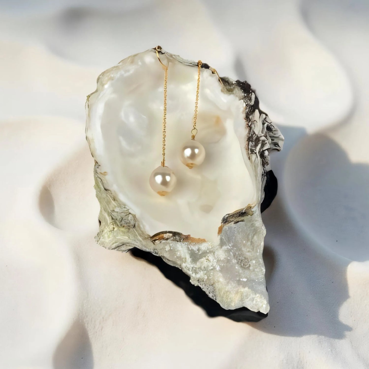 Emma Pearl Threader Earrings styled with European crystal pearls, refined gold threader earrings ideal for brides and modern pearl lovers