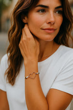 Harlow Gold Stretch Bracelet: Honey Opal & Pearls - Carabella By Cheryl