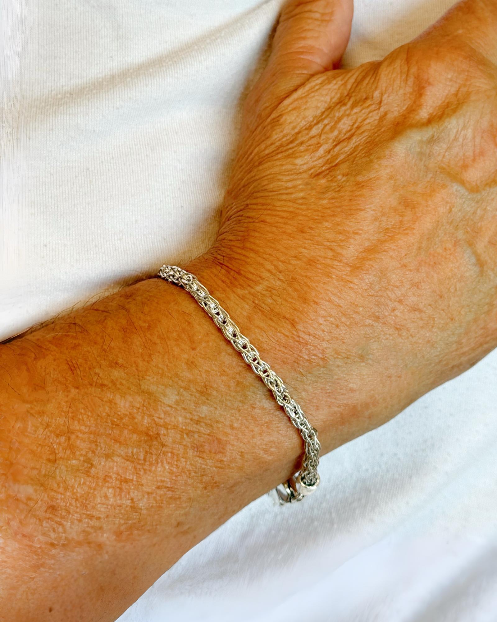 Gemma Fine Silver Bracelet with Apple Blossom Clasp - Carabella By Cheryl