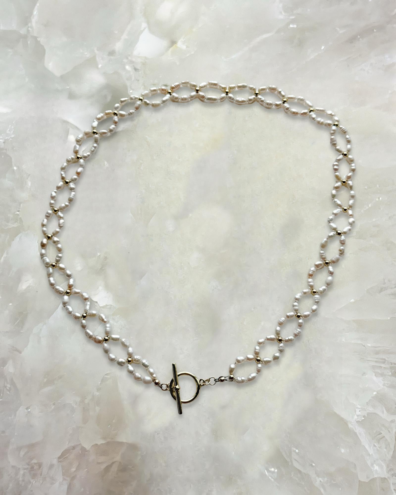 Kailani Freshwater Pearl Necklace featuring luminous pearls and refined 14k gold accents, handcrafted in Canada for timeless elegance