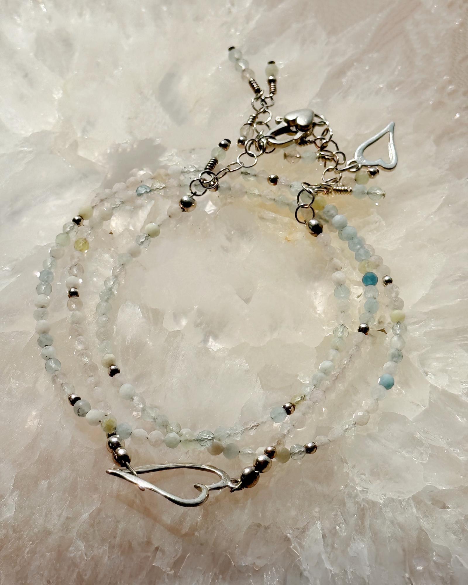 Morganite Gemstone & Sterling Silver Wrap Bracelet-Bracelet-Carabella By Cheryl