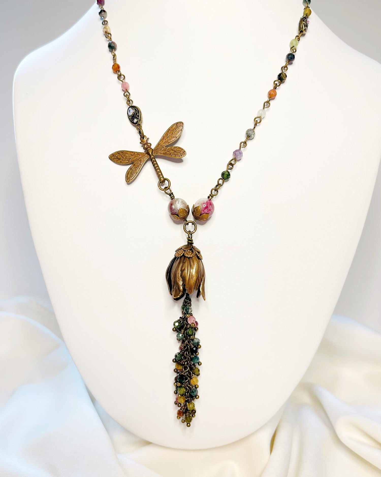 Tulipe Watermelon Tourmaline Necklace – Handcrafted Garden-Inspired Jewelry - Carabella By Cheryl