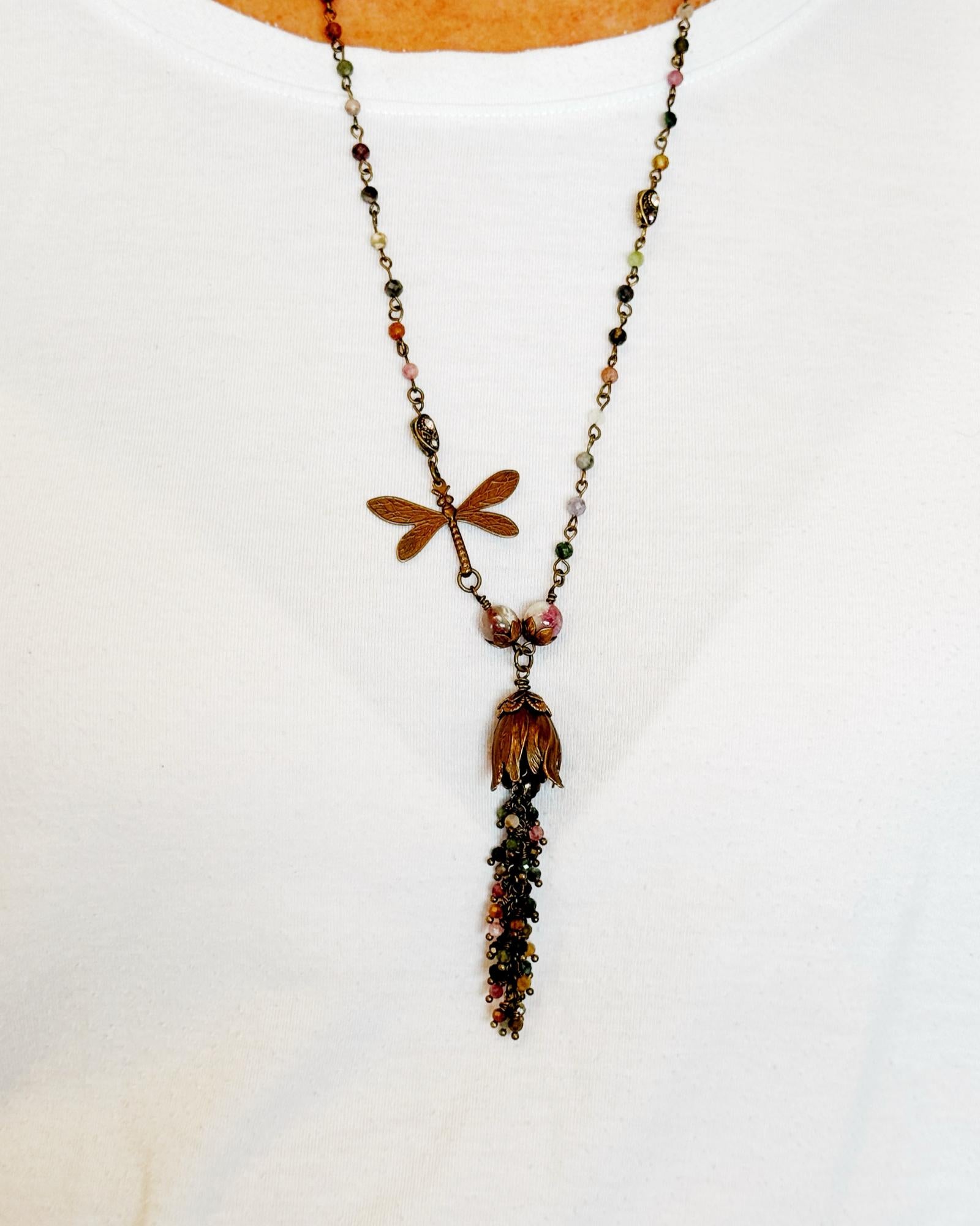 Tulipe Watermelon Tourmaline Necklace – Handcrafted Garden-Inspired Jewelry - Carabella By Cheryl