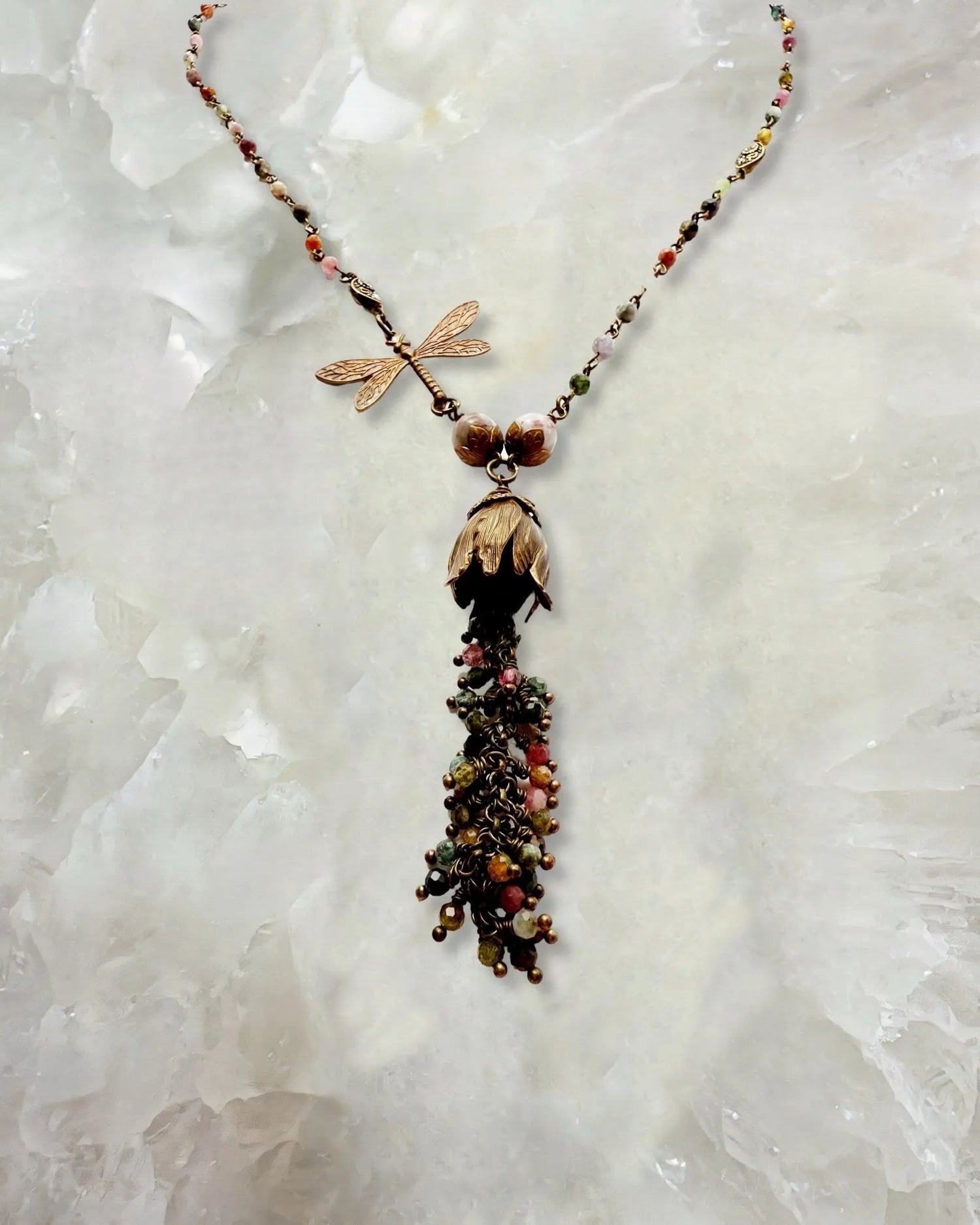 Tulipe Watermelon Tourmaline Necklace – Handcrafted Garden-Inspired Jewelry - Carabella By Cheryl