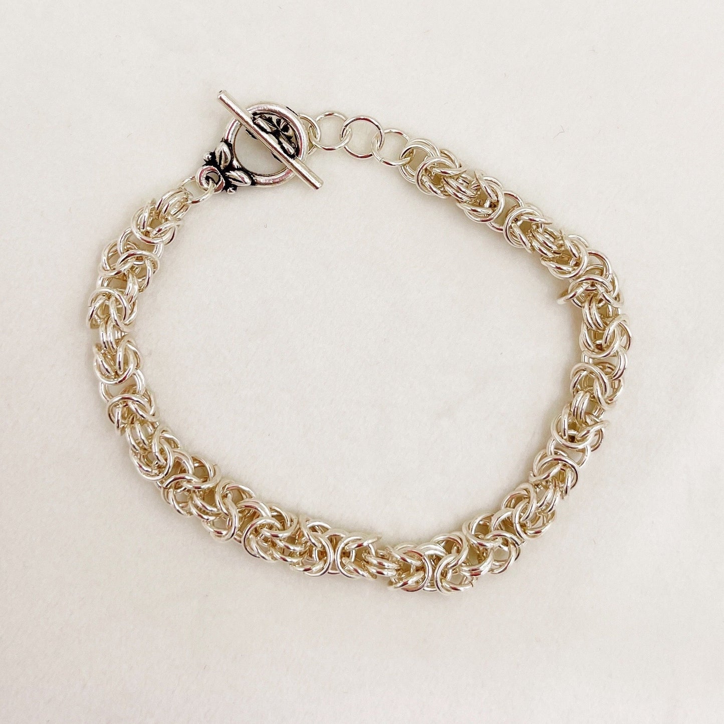 Sterling Silver Bracelet-Byzantine Weave-Chain Maille Bracelet-Carabella By Cheryl