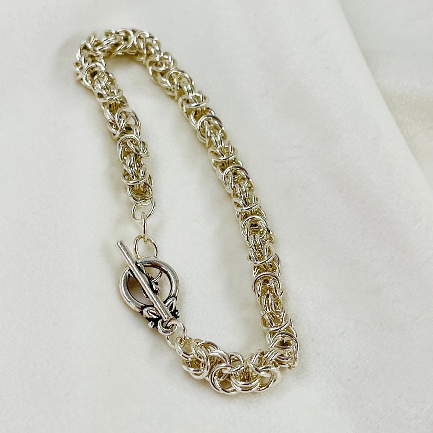 Zoe Sterling Byzantine Weave Chain Maille Bracelet-Bracelet-Carabella By Cheryl