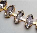 Capri tennis bracelet featuring marquise-cut clear crystals set in gold, handcrafted in Canada with refined sparkle and timeless elegance.