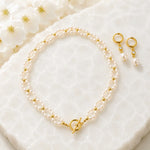 Kailani Freshwater Pearl Necklace displayed with coordinating Melia Freshwater Pearl Earrings as a handcrafted freshwater pearl jewellery pairing.