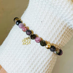 Layla Elegant Gemstone Bracelet with Rainbow Tourmaline and 14K Gold Accents-Bracelet-Carabella By Cheryl