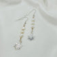 Snowflake Sterling Earrings-Sterling Silver Drop Earrings-Freshwater Pearl Earrings-Carabella By Cheryl